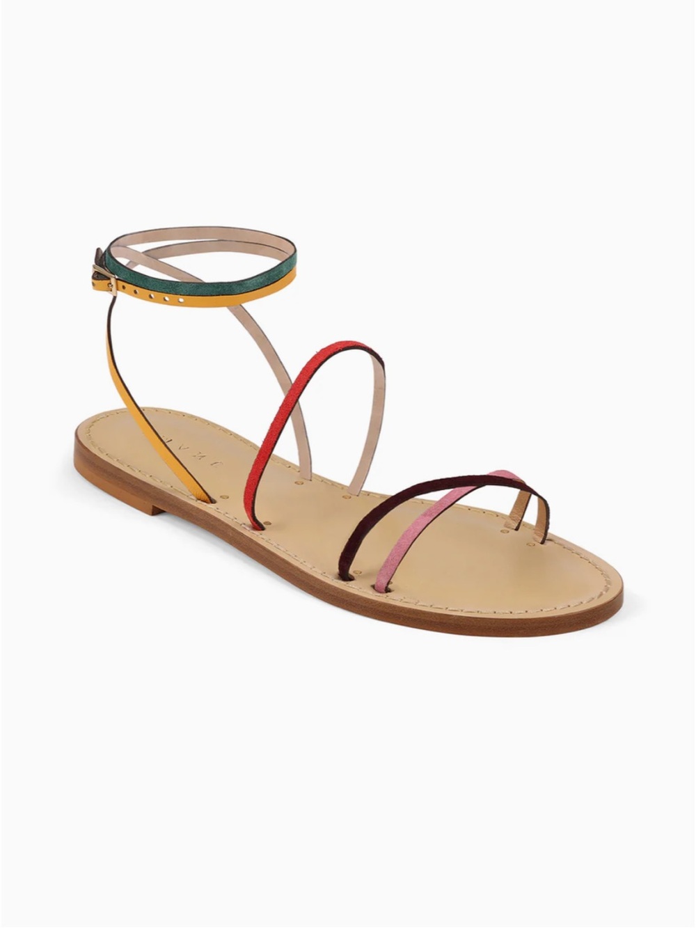 AMANU The Constantia Rainbow Leather Lace-Up Sandals